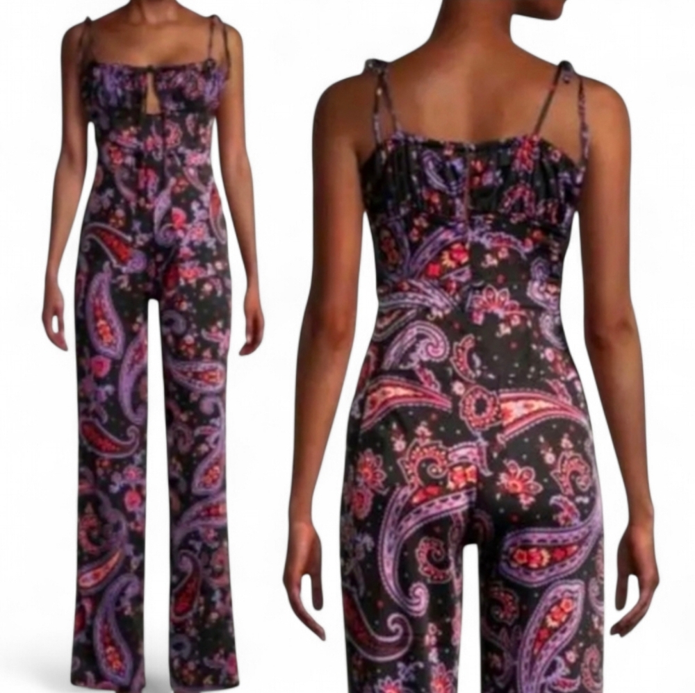 Danielle Bernstein Revolve 70's Style Boho Paisley Print Jumpsuit Size‎ 0